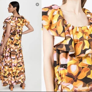 Kika Vargas Zulma Dress floral-print midi dress Cotton tie waist size Medium